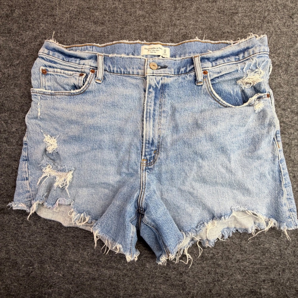 Abercrombie & Fitch Light Blue Distressed Denim Jean Shorts